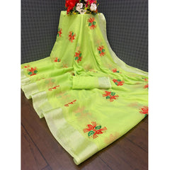 Bollywood Indian Pakistani Ethnic Party Wear Soft Pure Linen Cotton Saree/Sari/Sarees