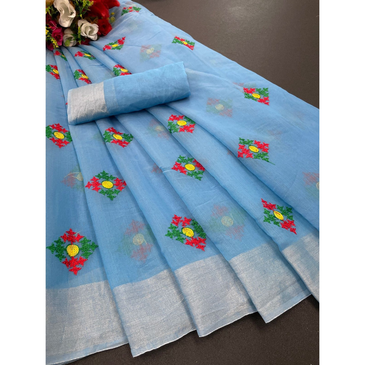 Bollywood Indian Pakistani Ethnic Party Wear Soft Pure Linen Cotton Saree/Sari/Sarees