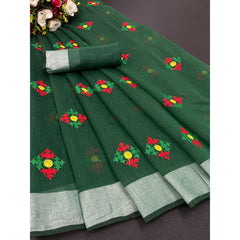 Bollywood, indische, pakistanische, ethnische Partykleidung, weicher Sari aus reiner Leinen-Baumwolle