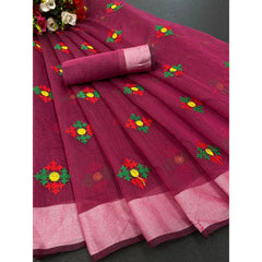 Bollywood Indian Pakistani Ethnic Party Wear Soft Pure Linen Cotton Saree/Sari/Sarees