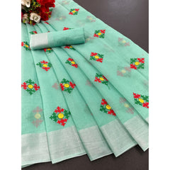 Bollywood Indian Pakistani Ethnic Party Wear Soft Pure Linen Cotton Saree/Sari/Sarees