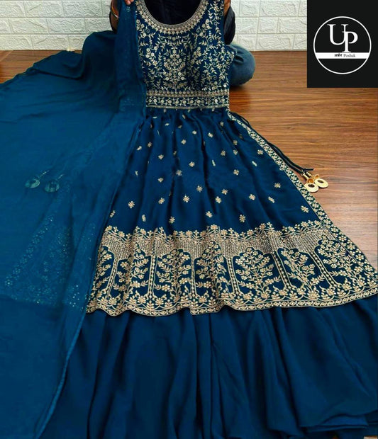 Bollywood Indische Pakistanische Ethno Party Wear Weiches reines Georgette Nyra Cut Sharara Set Outfit Kleid