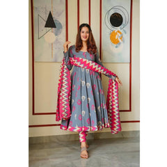 Bollywood Indische Pakistanische Ethno Party Wear Weiche Reine Musselin Baumwolle Grau Rosa Musselin Anzug Kleid