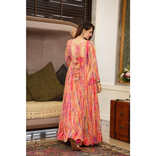 Bollywood Indian Pakistani Women Ethnic Party Wear Soft Pure Faux Georgette Shibori Maxi Dress