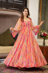 Bollywood Indische Pakistanische Frauen Ethnische Party Tragen Weiche Reine Faux Georgette Shibori Maxi Kleid