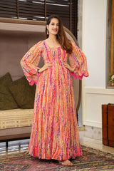 Bollywood Indian Pakistani Women Ethnic Party Wear Soft Pure Faux Georgette Shibori Maxi Dress