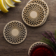 Wooden Decor Fancy Wooden Tea Coaster Peilem Mdf Wood 6 Piece Set