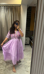 Bollywood Women Indian Ethnic Party Wear Pure Soft Maska Cotton Print Maxi Dress