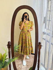Bollywood Indian Ethnic Party Wear Pure Soft Cotton Print Dress