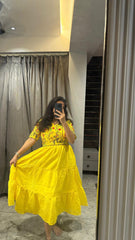 Bollywood Women Indian Ethnic Party Wear Pure Soft Maska Cotton Print Maxi Dress