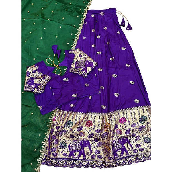 Indian Women Ethnic Party Wear Pure Soft Saree Set Lehengha Blouse Dupatta