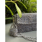 Women  Luxurious Leopard Beaded Bag * Metal Chain  * 8mm Crystal Gray in Color * With Mini Purse Charm Also