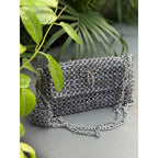 Women  Luxurious Leopard Beaded Bag * Metal Chain  * 8mm Crystal Gray in Color * With Mini Purse Charm Also