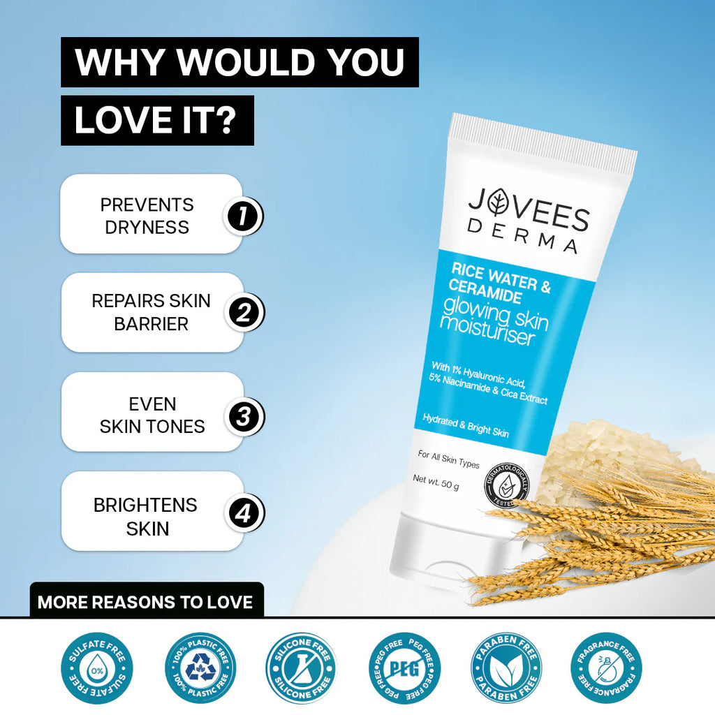Jovees Herbal Cosmetics Derma Rice Water & Ceramide Moisturiser 50g