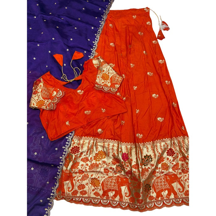 Indian Women Ethnic Party Wear Pure Soft Saree Set Lehengha Blouse Dupatta