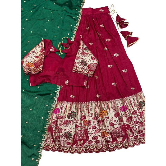 Indian Women Ethnic Party Wear Pure Soft Saree Set Lehengha Blouse Dupatta