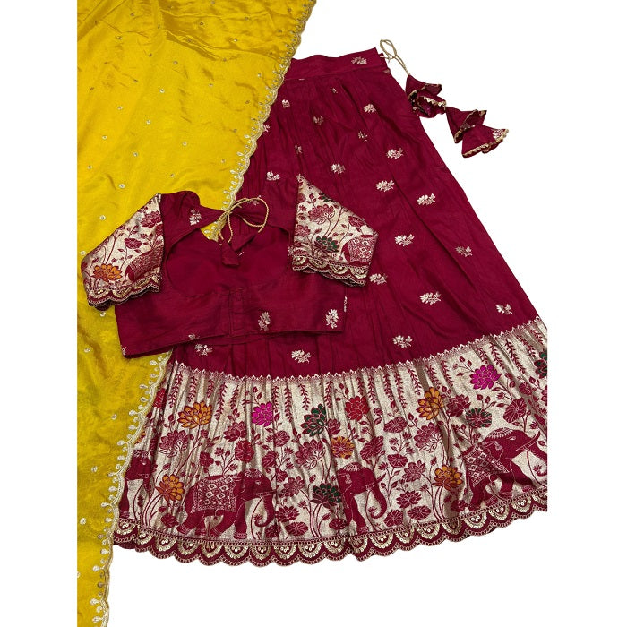 Indian Women Ethnic Party Wear Pure Soft Saree Set Lehengha Blouse Dupatta