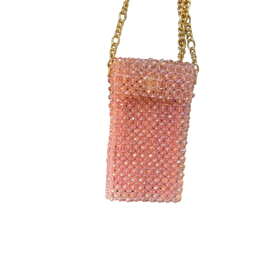 Elegant Phone Case Gray,Pink & Blue Beaded Crystal Bags