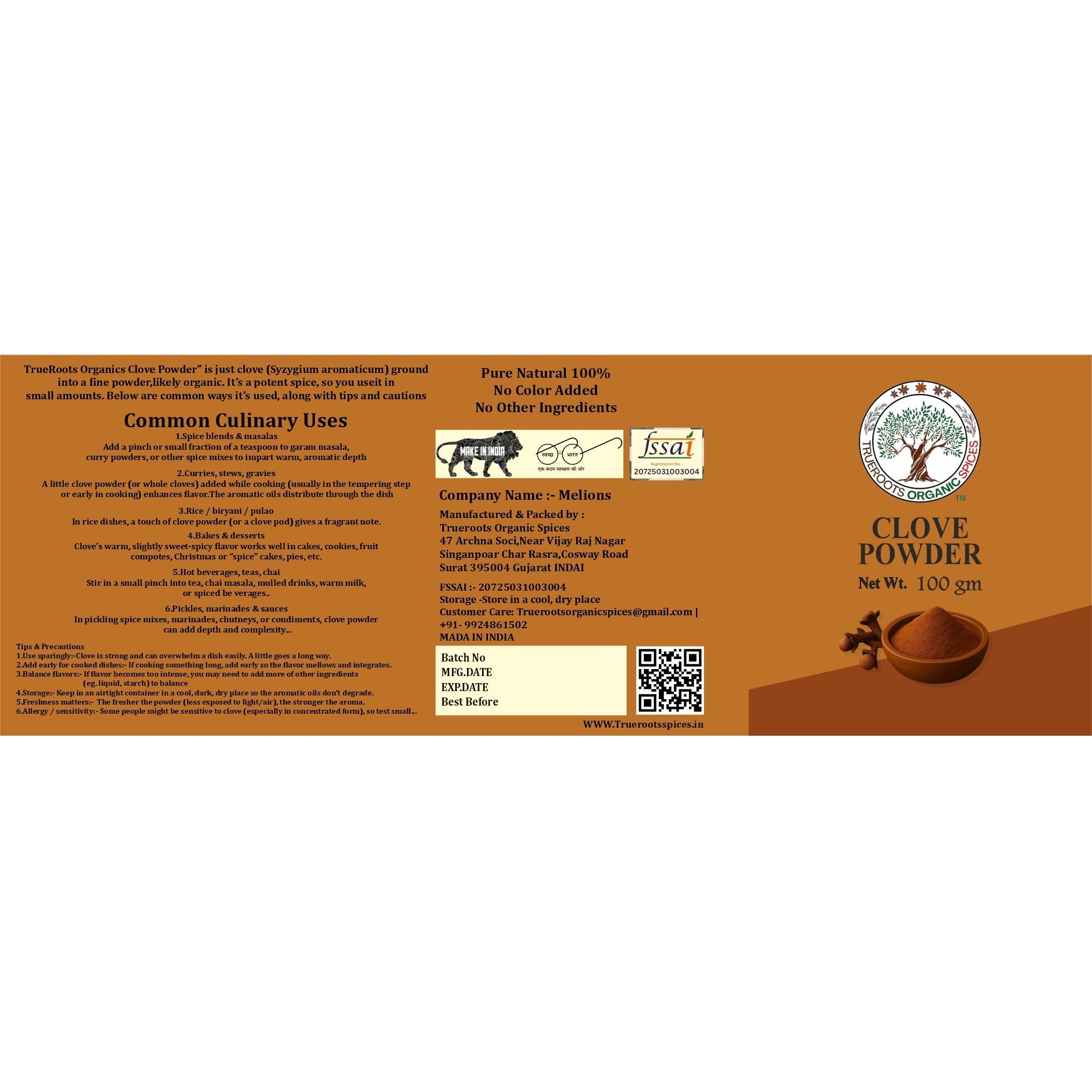 Trueroots Organic Spices Clove Masala Powder