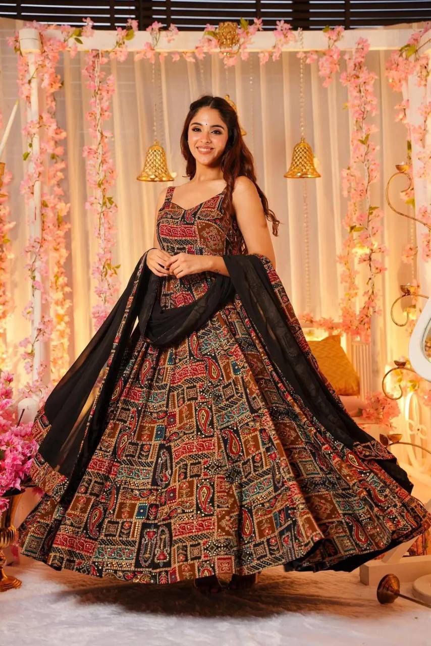 Bollywood Indian Pakistani Ethnic Party Wear Women Soft Pure Soft Cotton Patola Digital Printed Gown With dupatta Dress