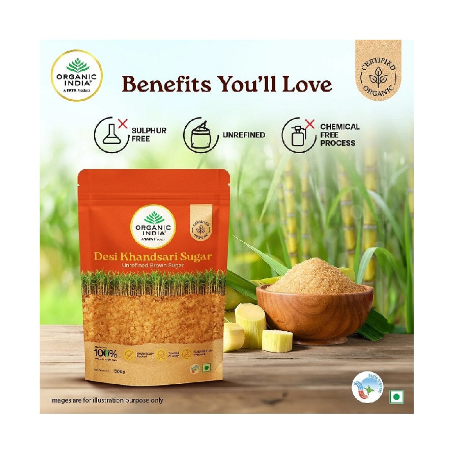 Organic Indai Desi Khandsari Sugar (Unrefined Brown Sugar) 500g