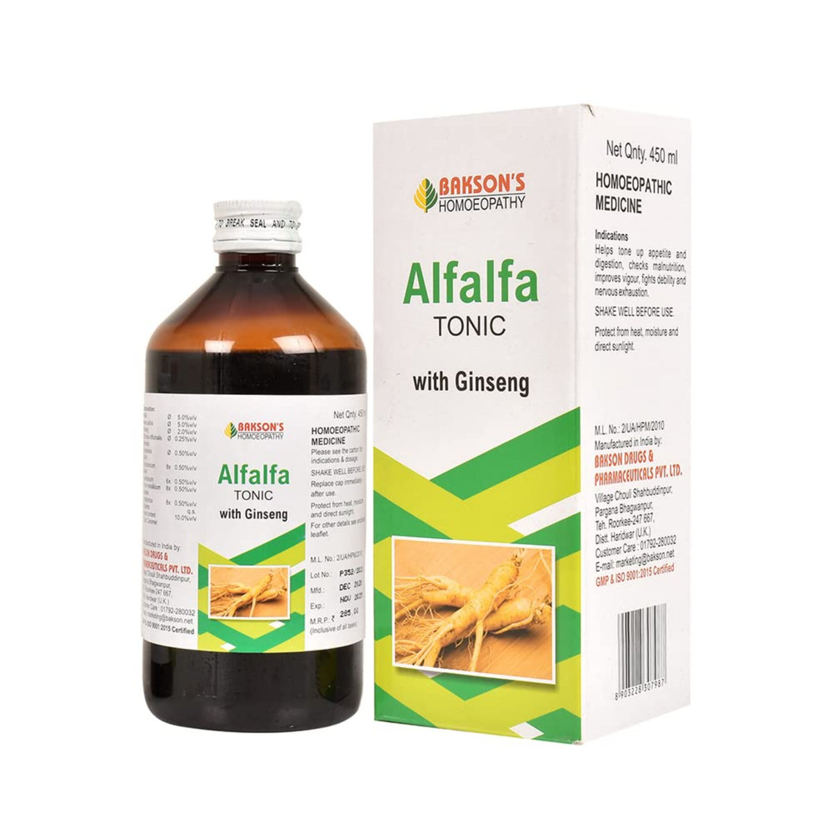 Bakson's Homöopathie Alfalfa Tonic mit Ginseng Gesundheitstonikum Flüssigsirup