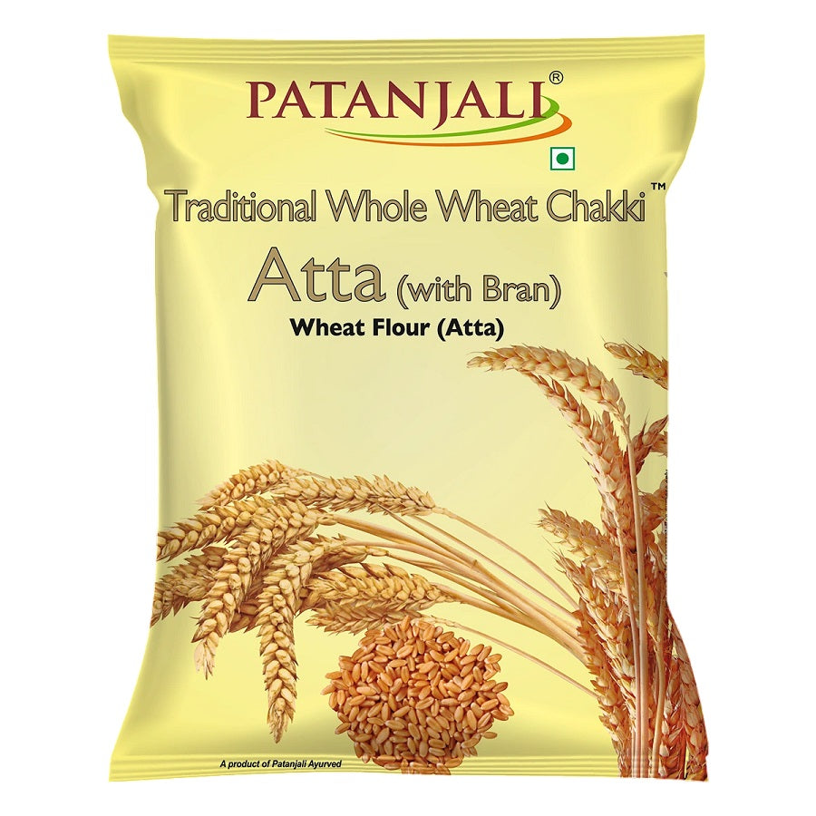 Patanjali Traditional Whole Wheat Chakki With Bran Atta Flours Powder 5Kg