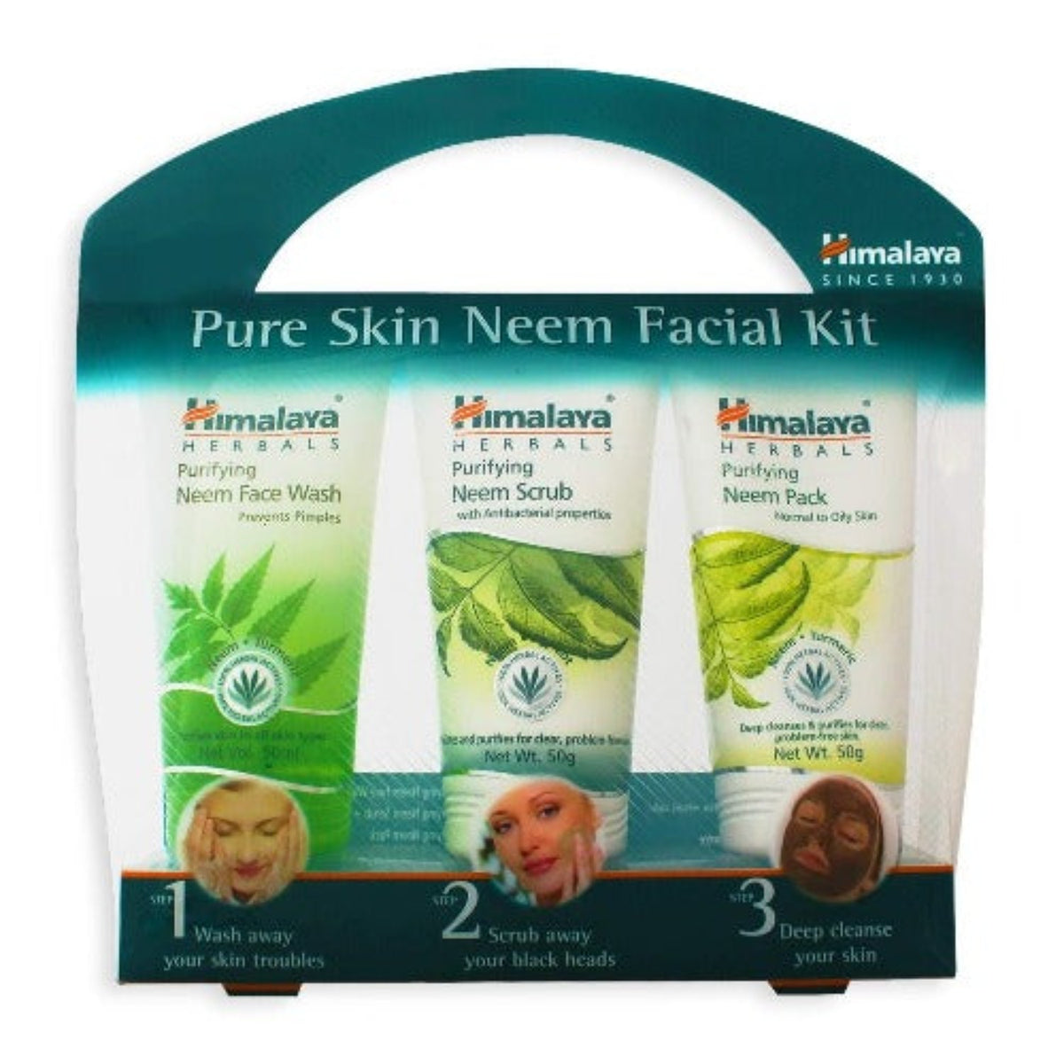 Himalaya Herbal Ayurvedic Personal Care Набор для ухода за лицом с нимом Pure Skin обеспечивает чистую и здоровую кожу (умывание, скраб и упаковка)