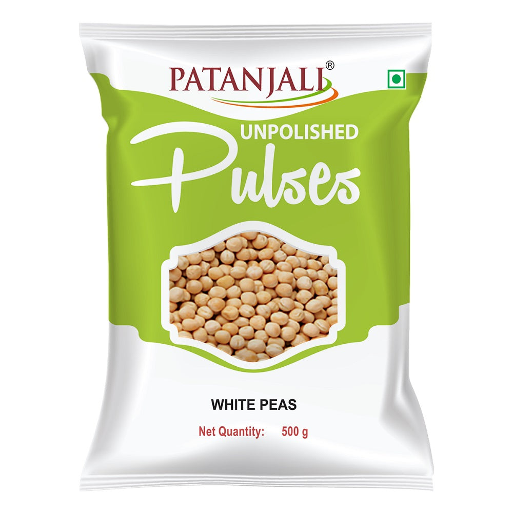 Patanjali Unpolished Pulses White Peas Dry Beans 500g