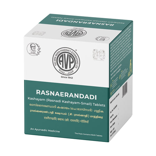 Arya Vaidya Pharmacy Rasnaerandadi Kashayam Ayurvedic Tablets – 10 Tablets