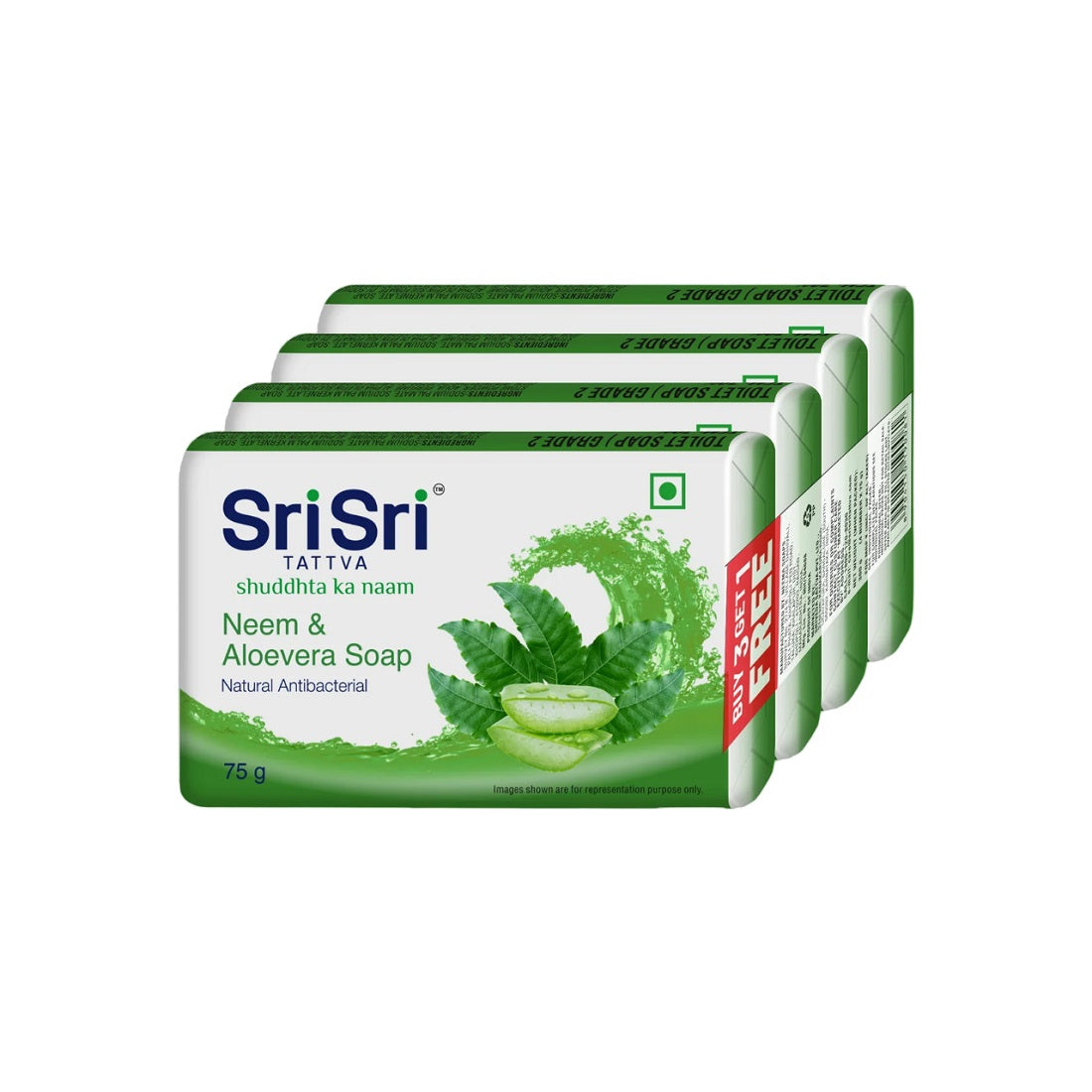 Sri Sri Tattva Neem & AloeVera (3+1 Combo Pack) Soap 75gm
