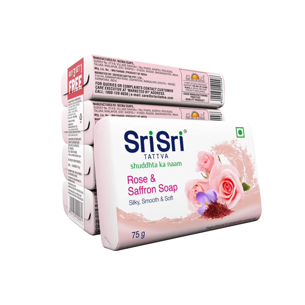 Sri Sri Tattva Rose & Saffron Soap (3+1 Combo Pack) 75gm