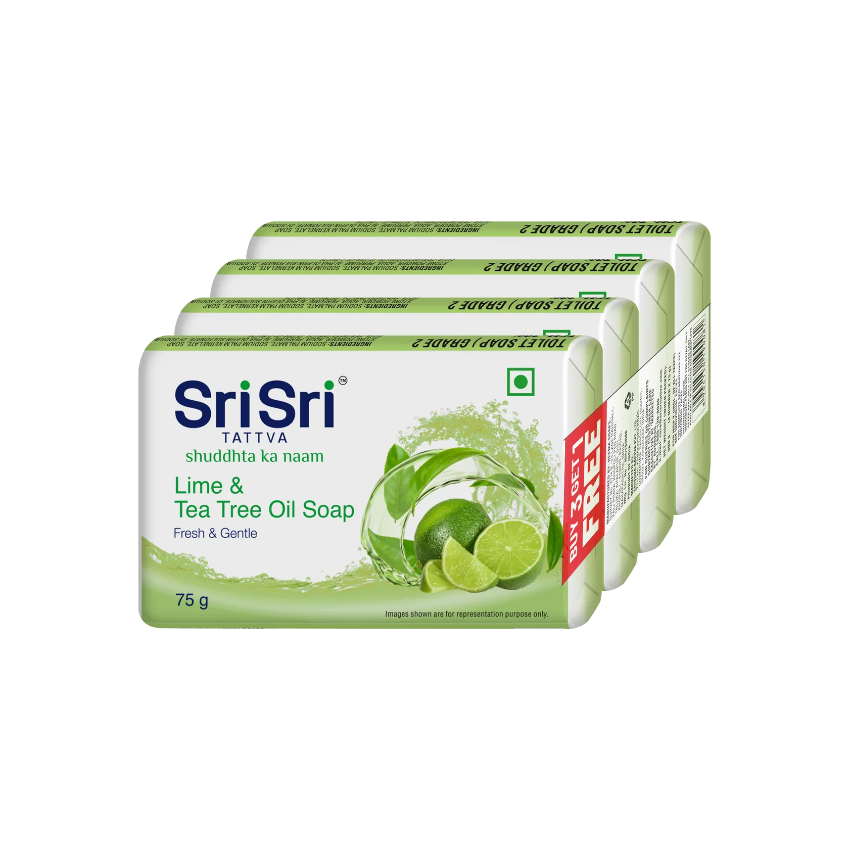 Sri Sri Tattva Lime & Tea Tree Oil Soap (3 + 1 Combo Pack) 75gm