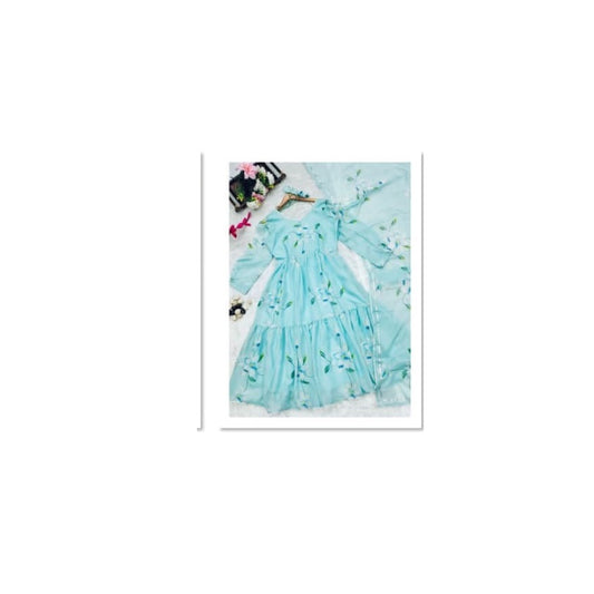 Bollywood Indian Pakistani Ethnic Party Wear Soft Pure Tubby Organza Sky Blue Suit Dress