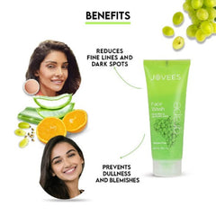 Jovees Herbal Strawberry,Tea Tree,Lemon,Neem,De-Tan & Grape Face Wash with Strawberry Extracts For Normal to Dry Skin For Women/Men For Hydrating & Glowing Skin