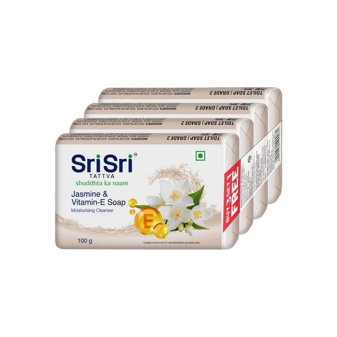 Sri Sri Tattva Jasmine & Vitamin E Soap (3+1 Combo Pack) 100gm