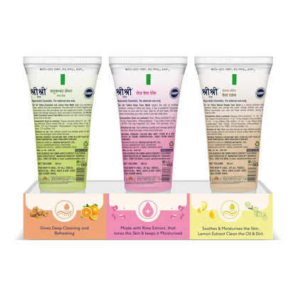 Sri Sri Tattva Cucumber,Rose Face wash & Walnut Orange Face Scrub Free Hydrating Combo