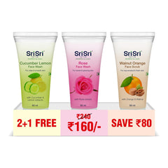 Sri Sri Tattva Cucumber,Rose Face wash & Walnut Orange Face Scrub Free Hydrating Combo