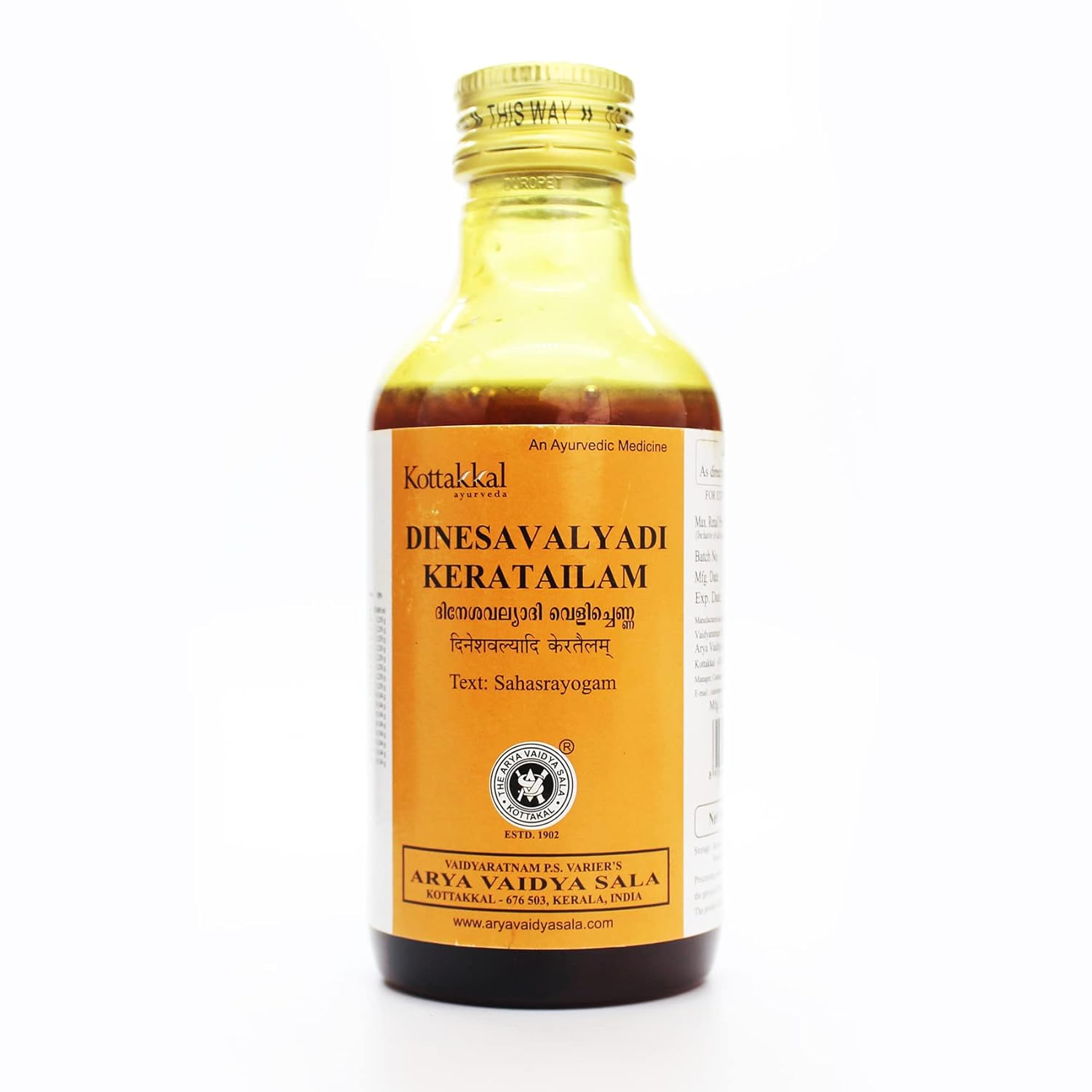 Kottakkal Ayurvedic Dinesavalyadi Kera Tailam Oil 200ml