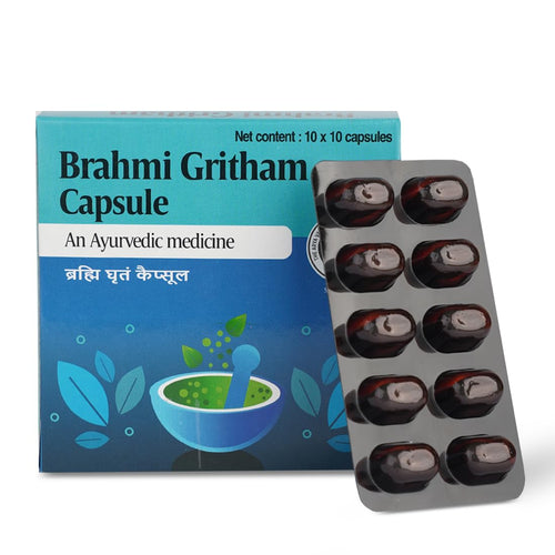 AVP Brahmi Gritham Capsules | Classical Ayurvedic Cognitive & Brain Wellness Supplement