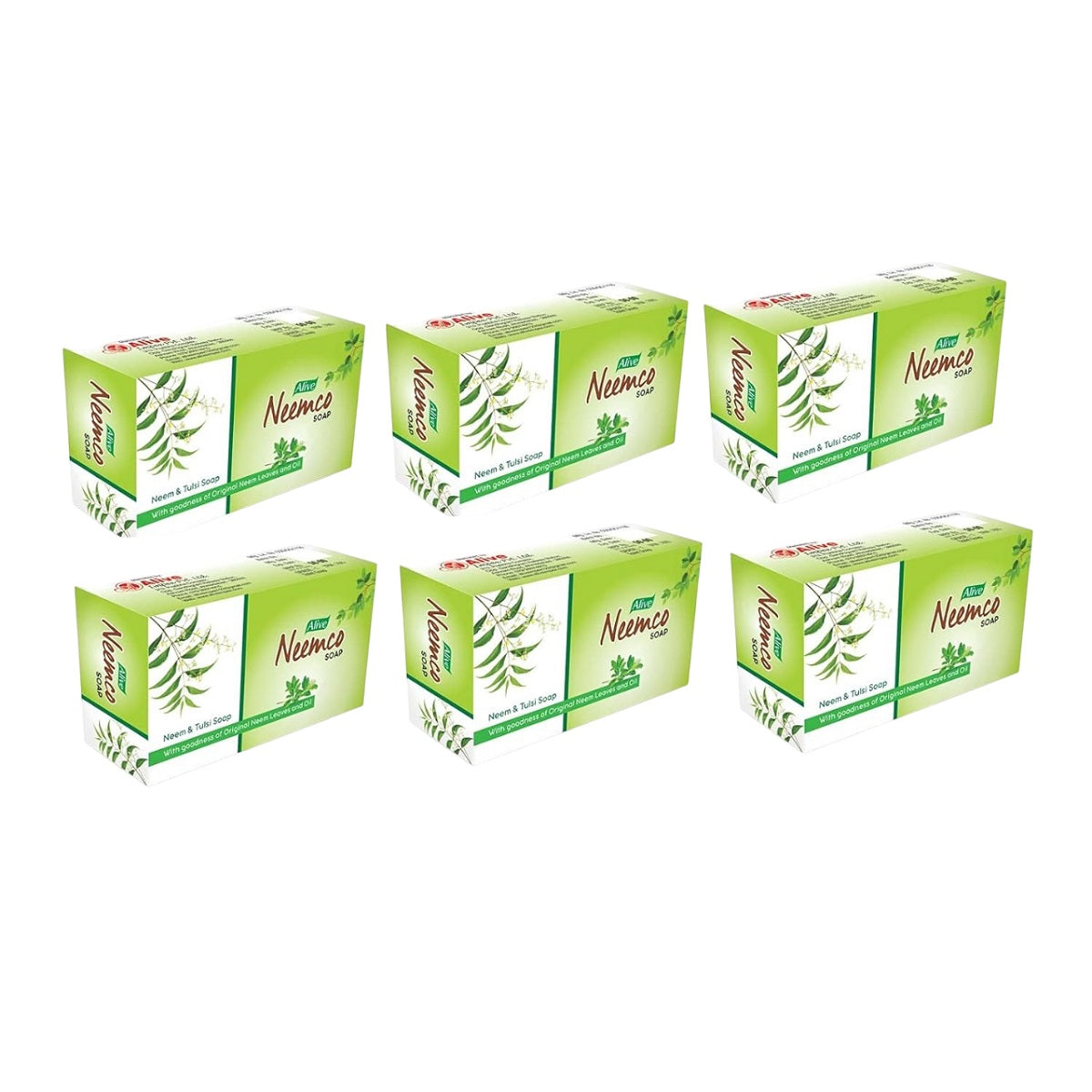 Alive Ayurvedic Neemco Natural Neem Tulsi Bar Soap 100gm (Pack Of 6)
