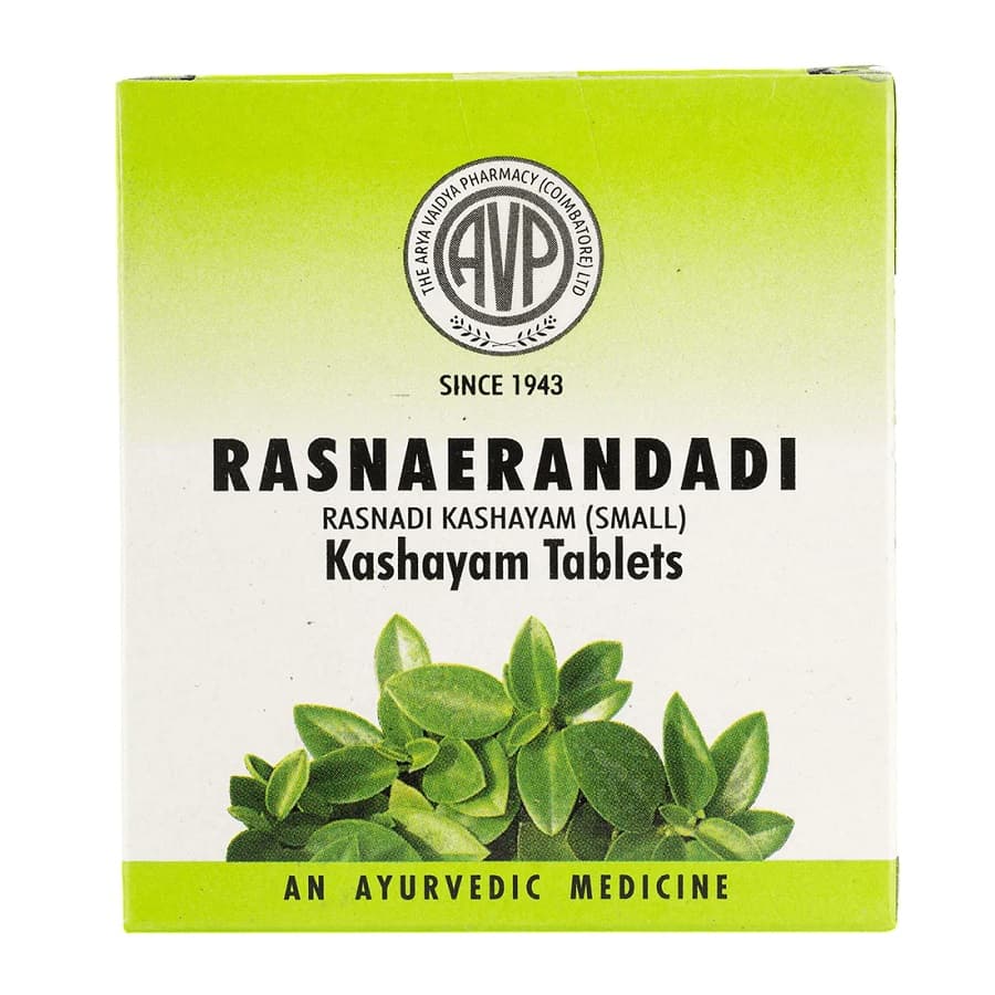 Arya Vaidya Pharmacy Rasnaerandadi Kashayam Ayurvedic Tablets – 10 Tablets
