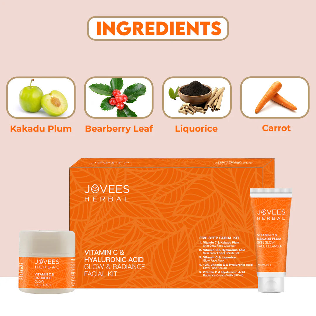 Jovees Cosmetics Vitamin C & Hyaluronic Acid Glow & Radiance Facial Kit