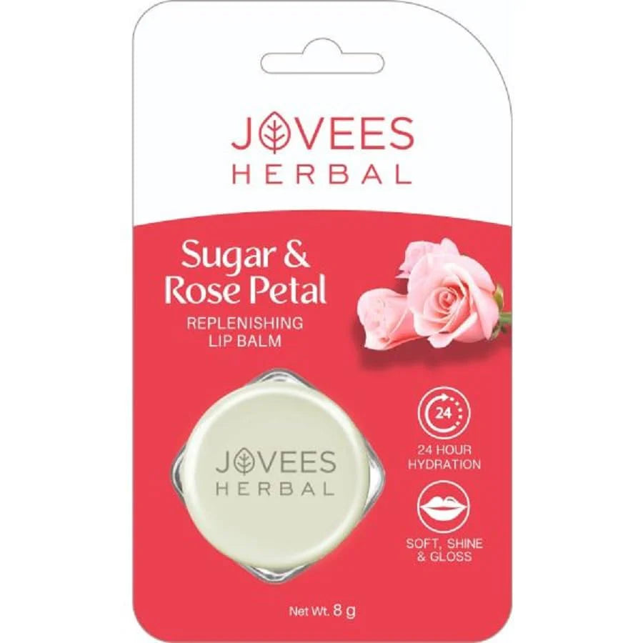 Jovees Herbal Cosmetics Sugar & Rose Petal Replenishing Lip Balm 8g