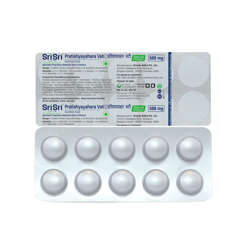 Sri Sri Tattva Ayurvedic Pratishyayahara Vati 500mg Tablets