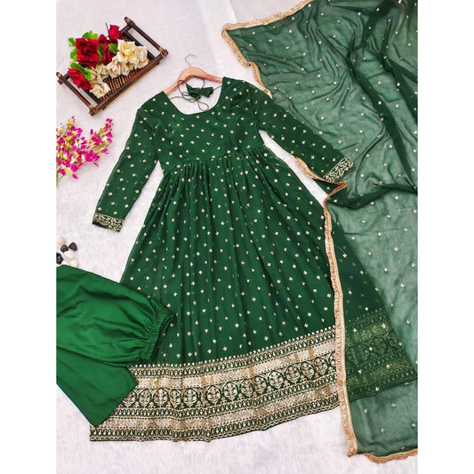 Bollywood Indian Pakistani Ethnic Party Wear Women Soft Pure Georgette Embroidered Green suit Dress