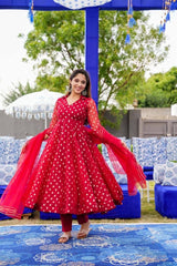 Bollywood Indian Pakistani Ethnic Party Wear Women Soft Pure Red Georgette Suit Set Dress