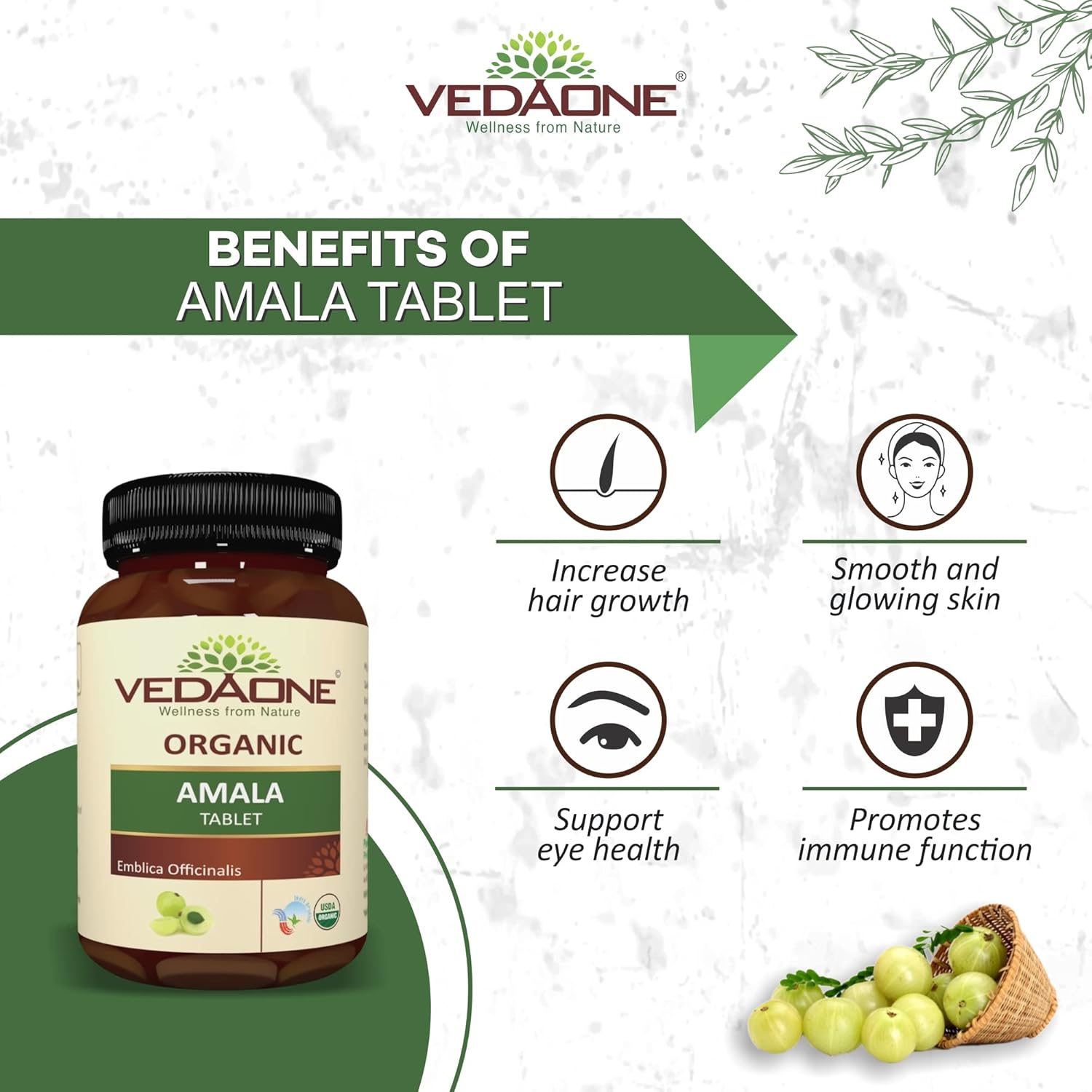 Vedaone Ayurvedic Organic Amala 750mg 60 Tablets