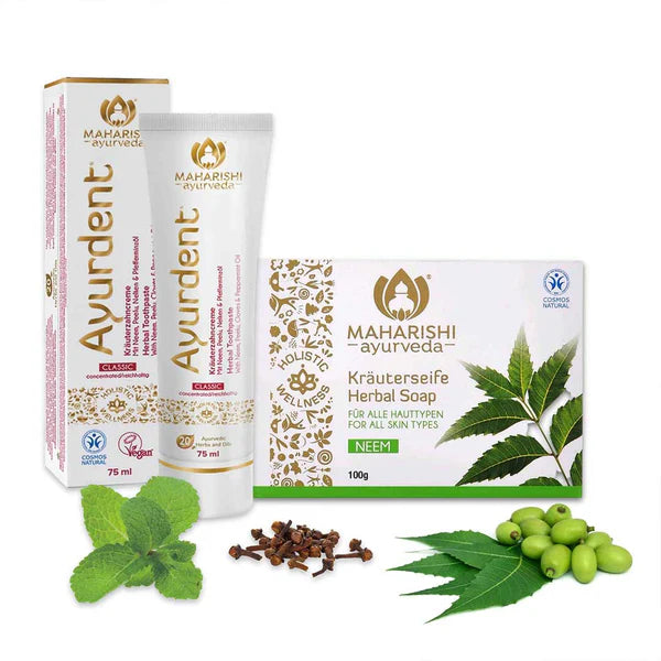 Maharishi Ayurveda Ayurdent Toothpaste 75ml & Neem Soap 100g Combo For Healthy Gums & Clear Skin