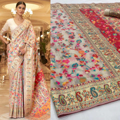 Bollywood-Indisch-Pakistanischer ethnischer Party-Stil, reiner, weicher Kan-Seiden-Saree/Sari, Code C 43